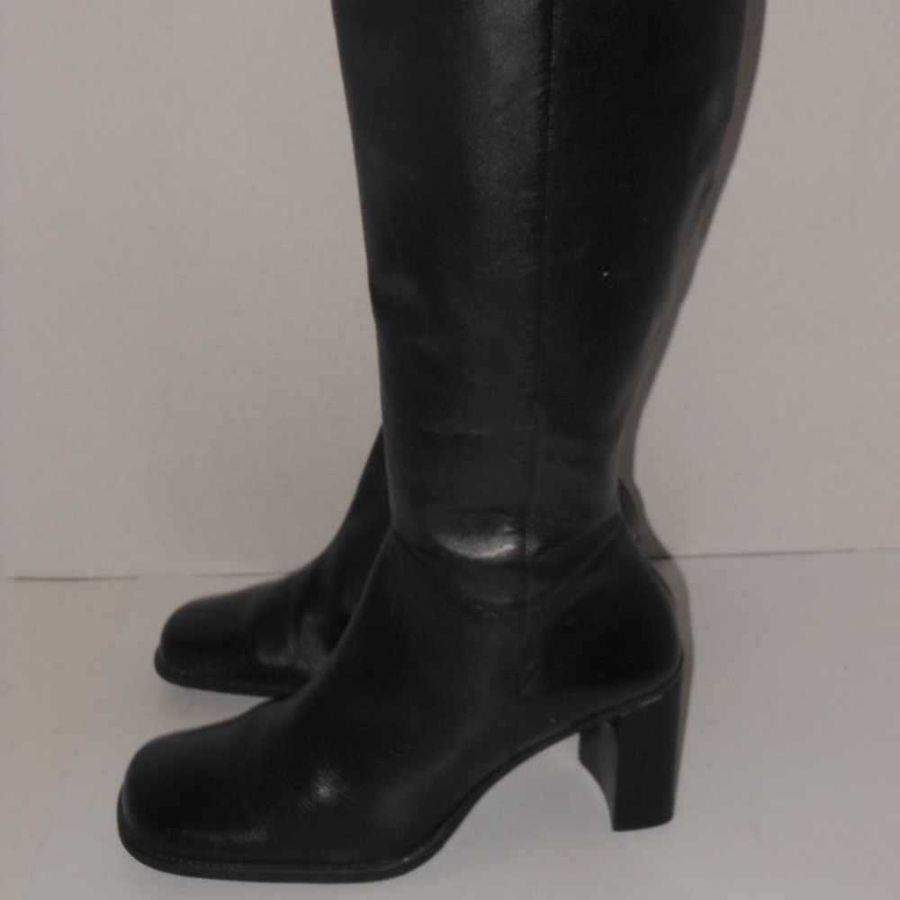 Parade black square toe tall knee high boots size 8